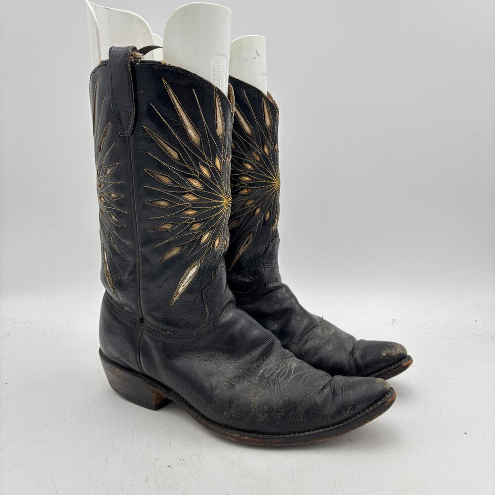 Vintage 60s Acme Sunburst Inlay Western Boots Men's 10 Cowboy Rockabilly